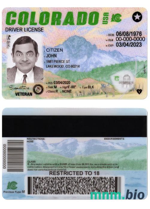 Nowy szablon prawa jazdy USA COLORADO w formacie PSD, ze wszystkimi czcionkami